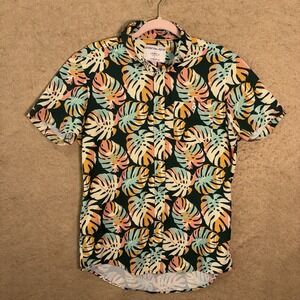 International Report 4 Way Stretch Shirt Mens Sz S Multicolor Foliage Pocket